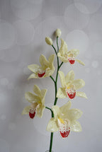 Branche d'orchidée perlée cymbidium, décoration intérieure, fleur artificielle en perles et fil de fer, 5 fleurs 7-8 cm, hauteur 50 cm, choix de couleur