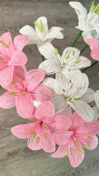 Perle Lys Artificiel Rose et Blanc 40 cm Décoration Florale
