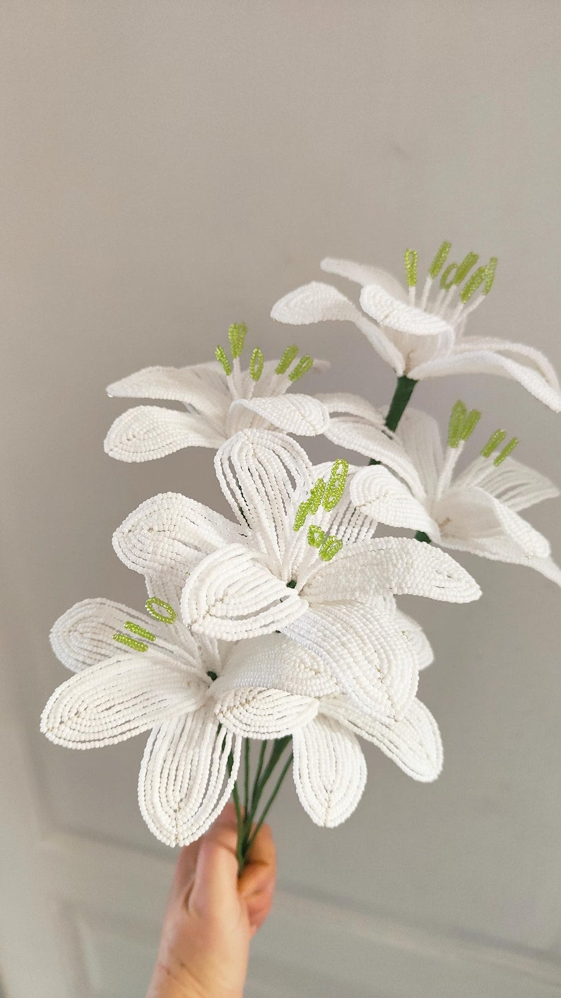 Perle Lys Artificiel Rose et Blanc 40 cm Décoration Florale