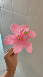 Perle Lys Artificiel Rose et Blanc 40 cm Décoration Florale