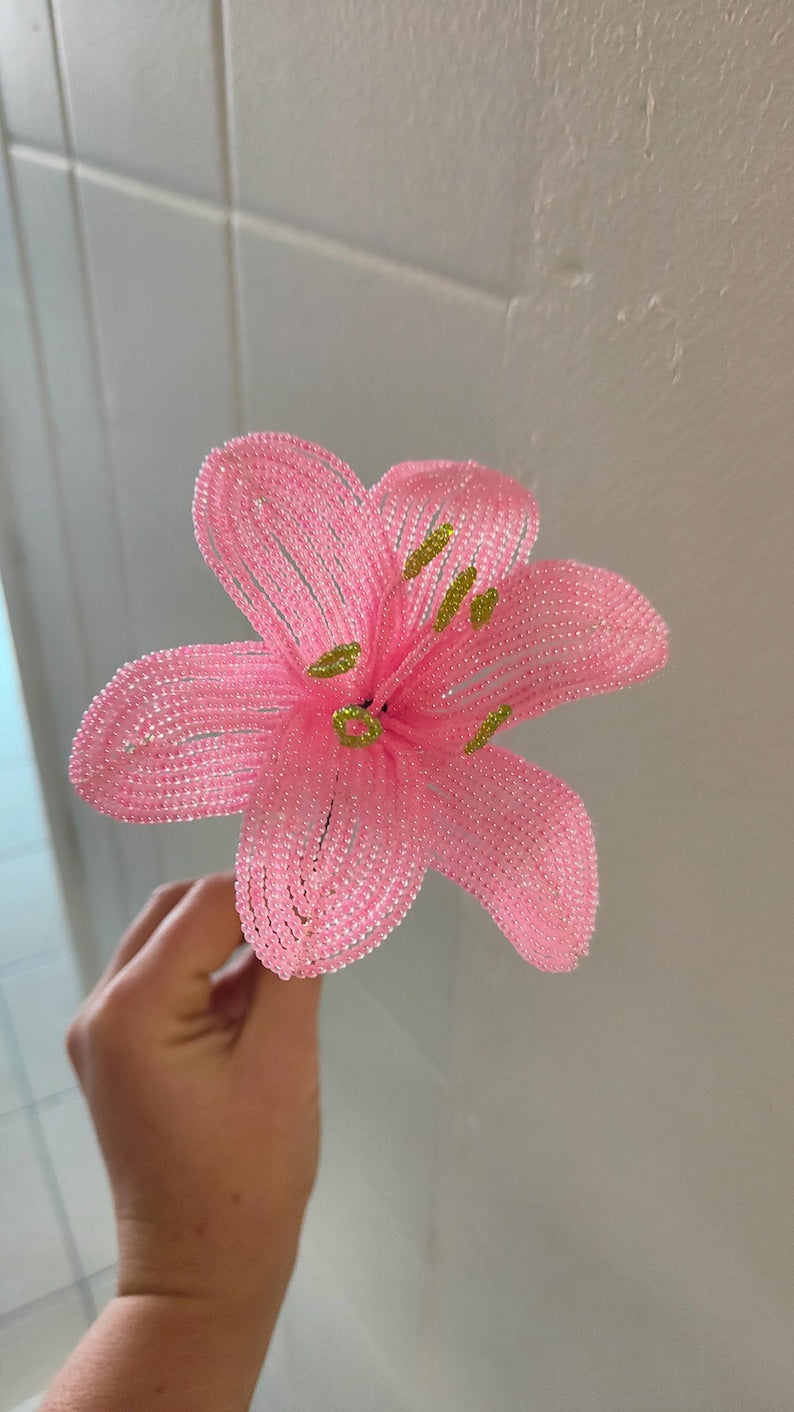 Perle Lys Artificiel Rose et Blanc 40 cm Décoration Florale