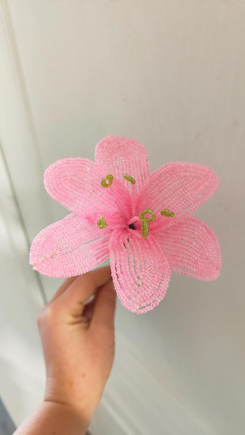 Perle Lys Artificiel Rose et Blanc 40 cm Décoration Florale