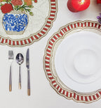 Set de table en perles de verre fait main, 14 pouces, rouge et blanc