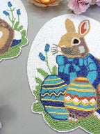 Set de table en perles de verre lapin Pâques 15x12 pouces multicolore