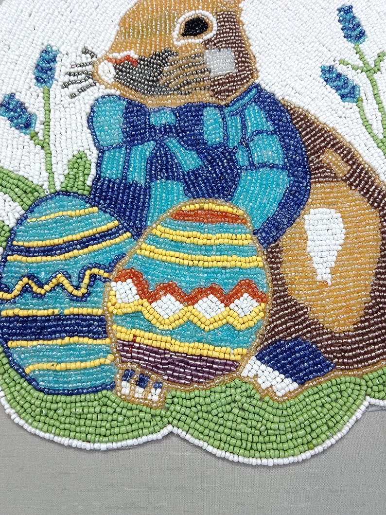 Set de table en perles de verre lapin Pâques 15x12 pouces multicolore