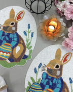 Set de table en perles de verre lapin Pâques 15x12 pouces multicolore