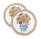 Set de table en perles de verre fait main, 14 pouces, rouge et blanc
