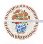 Set de table en perles de verre fait main, 14 pouces, rouge et blanc