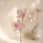 Tige d'orchidée en perles de rocaille, artisanale, 30-35 cm, rose/rouge/blanc, décoration florale éternelle