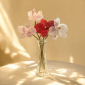 Tige d'orchidée en perles de rocaille, artisanale, 30-35 cm, rose/rouge/blanc, décoration florale éternelle