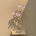 Tige d'orchidée en perles de rocaille, artisanale, 30-35 cm, rose/rouge/blanc, décoration florale éternelle