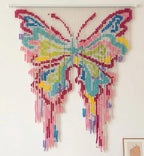 Rideau de perles papillon rose, tenture murale pastel
