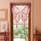 Rideau de perles papillon rose, tenture murale pastel