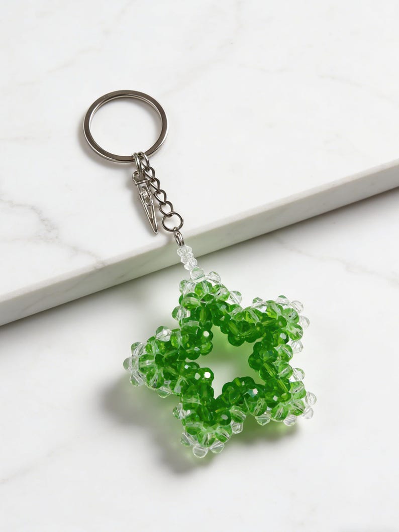 Porte-clés étoile en perles de cristal 3D, pendentif pour sac, accessoire coloré