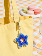 Porte-clés étoile en perles de cristal 3D, pendentif pour sac, accessoire coloré