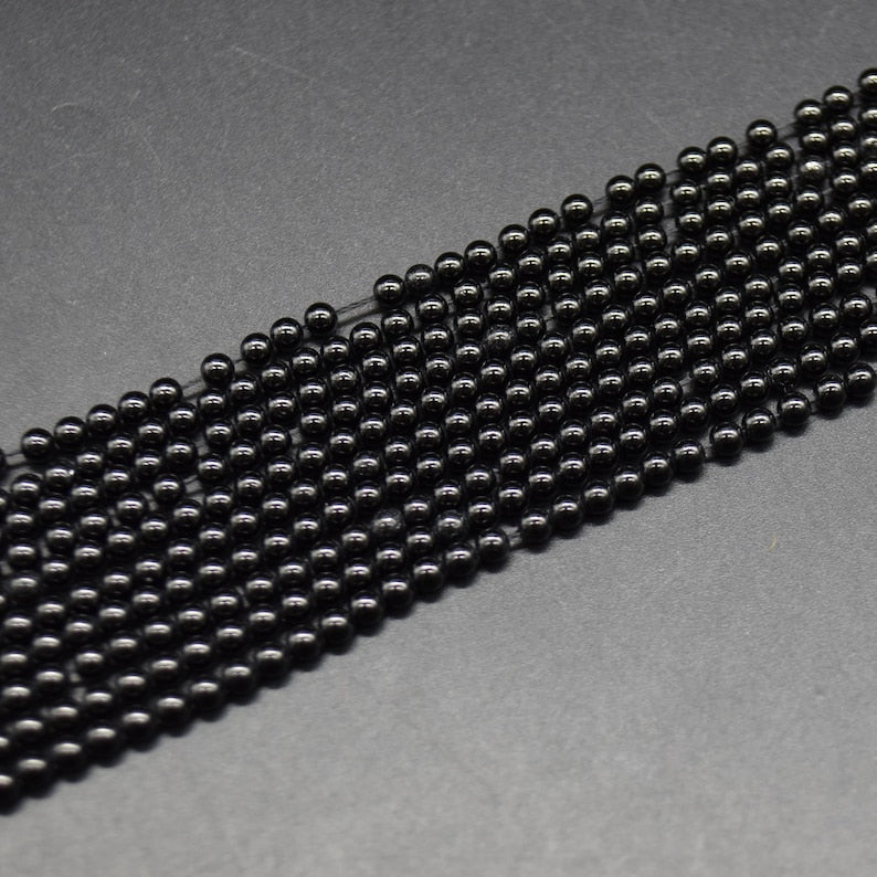 Perles rondes en pierres précieuses naturelles 3 mm, 15 pouces, pour fabrication de bijoux