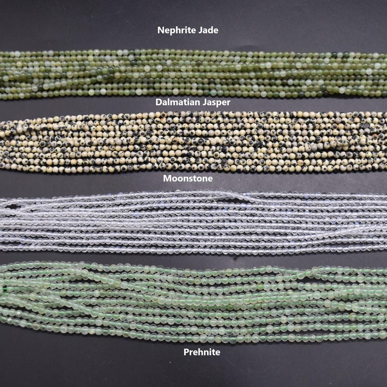 Perles rondes en pierres précieuses naturelles 3 mm, 15 pouces, pour fabrication de bijoux