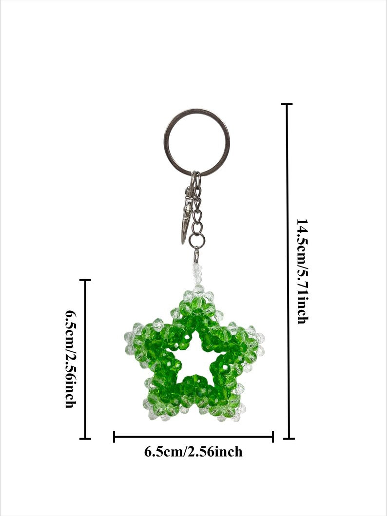 Porte-clés étoile en perles de cristal 3D, pendentif pour sac, accessoire coloré