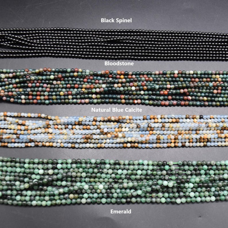 Perles rondes en pierres précieuses naturelles 3 mm, 15 pouces, pour fabrication de bijoux