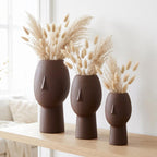 Vase visage décoratif 5 tailles | Vase sculptural imprimé 3D pour fleurs séchées