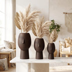 Vase visage décoratif 5 tailles | Vase sculptural imprimé 3D pour fleurs séchées
