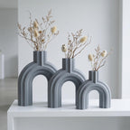 Vase arqué BRIDGE design moderne 5 tailles, fini mat, impression 3D, pour fleurs séchées et herbes de la pampa