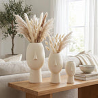 Vase visage décoratif 5 tailles | Vase sculptural imprimé 3D pour fleurs séchées