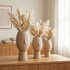 Vase visage décoratif 5 tailles | Vase sculptural imprimé 3D pour fleurs séchées