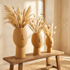 Vase visage décoratif 5 tailles | Vase sculptural imprimé 3D pour fleurs séchées