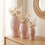 Vase visage décoratif 5 tailles | Vase sculptural imprimé 3D pour fleurs séchées