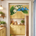 Rideau de perles bleu muguet 90 cm, séparateur de porte en bois floral, décoration murale bohème rétro