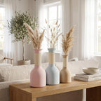 Vase carafe bicolore imprimé 3D, col côtelé, fini mat velouté, imperméable avec insert PETG, style bohème japonais, 24,5 cm