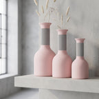 Vase carafe bicolore imprimé 3D, col côtelé, fini mat velouté, imperméable avec insert PETG, style bohème japonais, 24,5 cm