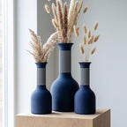 Vase carafe bicolore imprimé 3D, col côtelé, fini mat velouté, imperméable avec insert PETG, style bohème japonais, 24,5 cm