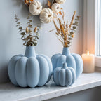 Vase Citrouille Côtelé Velouté pour Fleurs Séchées, Décoration Automne Halloween, Impression 3D