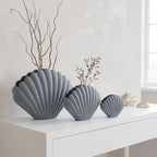Vase décoratif coquille Saint-Jacques pour fleurs séchées, impression 3D, blanc ivoire