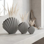 Vase décoratif coquille Saint-Jacques pour fleurs séchées, impression 3D, blanc ivoire