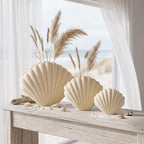 Vase décoratif coquille Saint-Jacques pour fleurs séchées, impression 3D, blanc ivoire