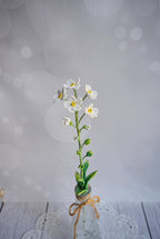 Branche de myosotis en perles françaises, décoration florale 35 cm