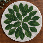 Set de table rond en perles de verre avec motif cerises, 13 pouces, blanc rose rouge