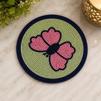 Ensemble de dessous de verre en perles fait main, motif papillon floral rose, décoration de table bohème, 6 pièces