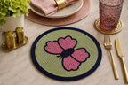 Ensemble de dessous de verre en perles fait main, motif papillon floral rose, décoration de table bohème, 6 pièces