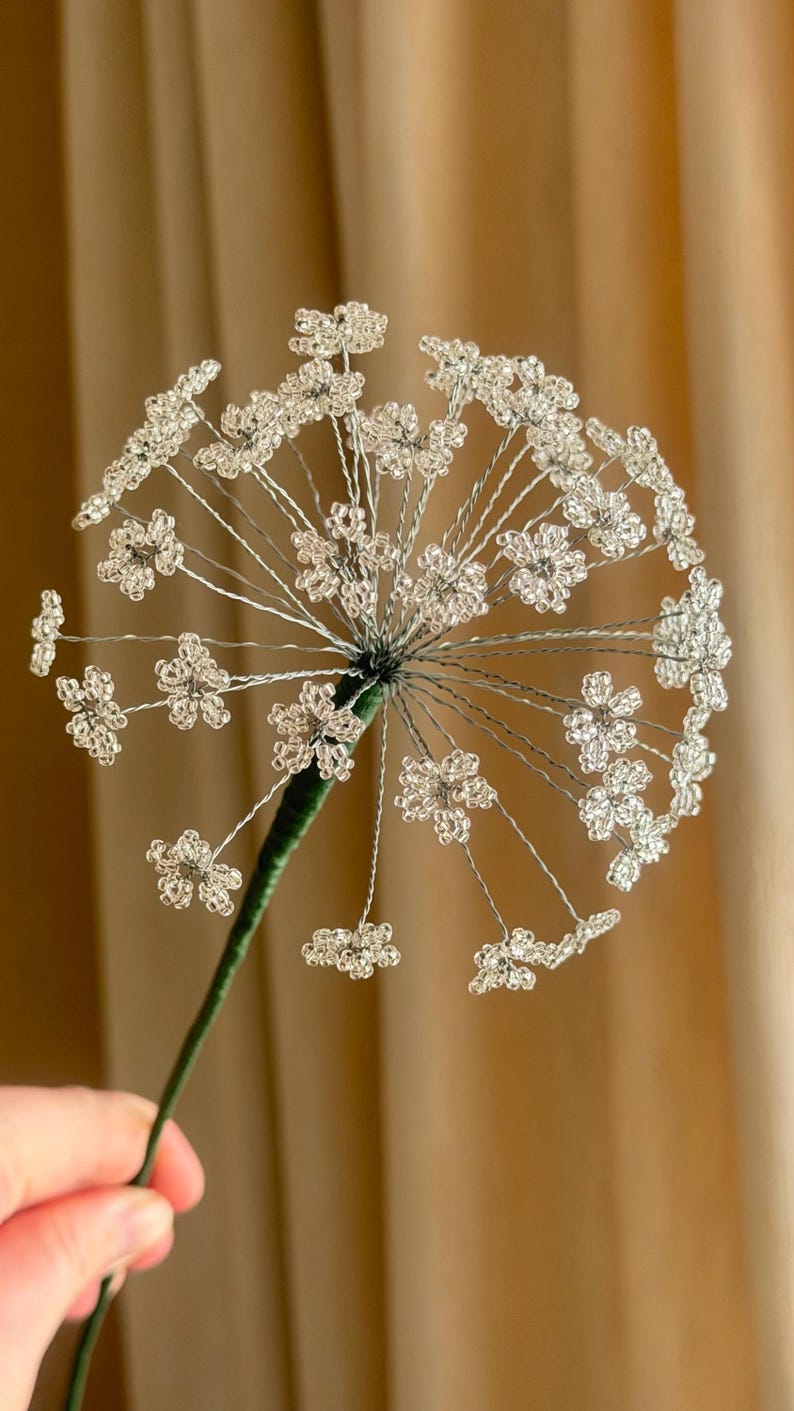 Bouquet de 10 fleurs perlées blanches, décoration intérieure française