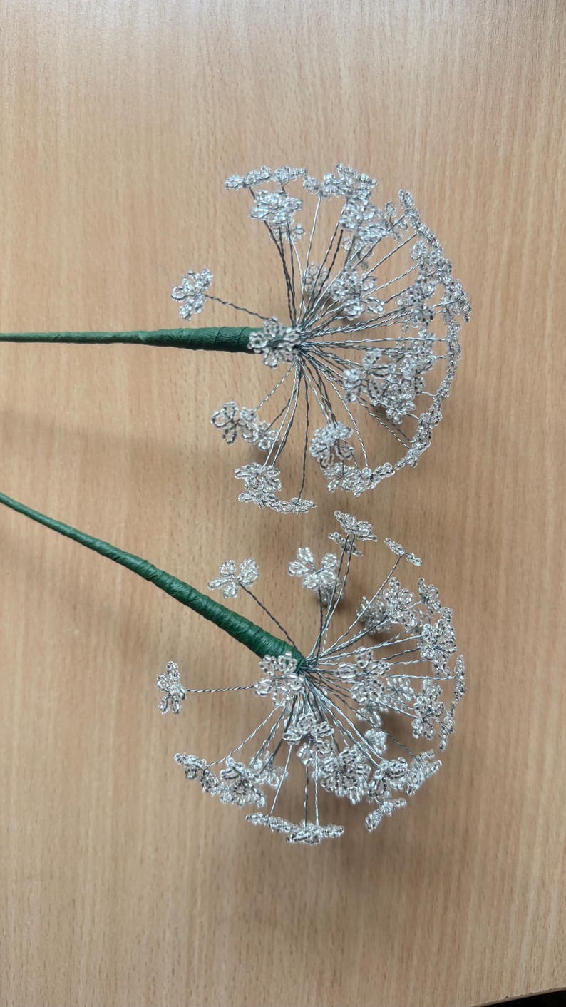 Bouquet de 10 fleurs perlées blanches, décoration intérieure française