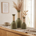 Vase carafe bicolore imprimé 3D, col côtelé, fini mat velouté, imperméable avec insert PETG, style bohème japonais, 24,5 cm