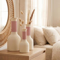 Vase carafe bicolore imprimé 3D, col côtelé, fini mat velouté, imperméable avec insert PETG, style bohème japonais, 24,5 cm