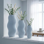 Vase Vague Moderne Texturé Ondulé pour Fleurs Séchées, Fait Main par Impression 3D, 5 Tailles