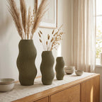 Vase Vague Moderne Texturé Ondulé pour Fleurs Séchées, Fait Main par Impression 3D, 5 Tailles