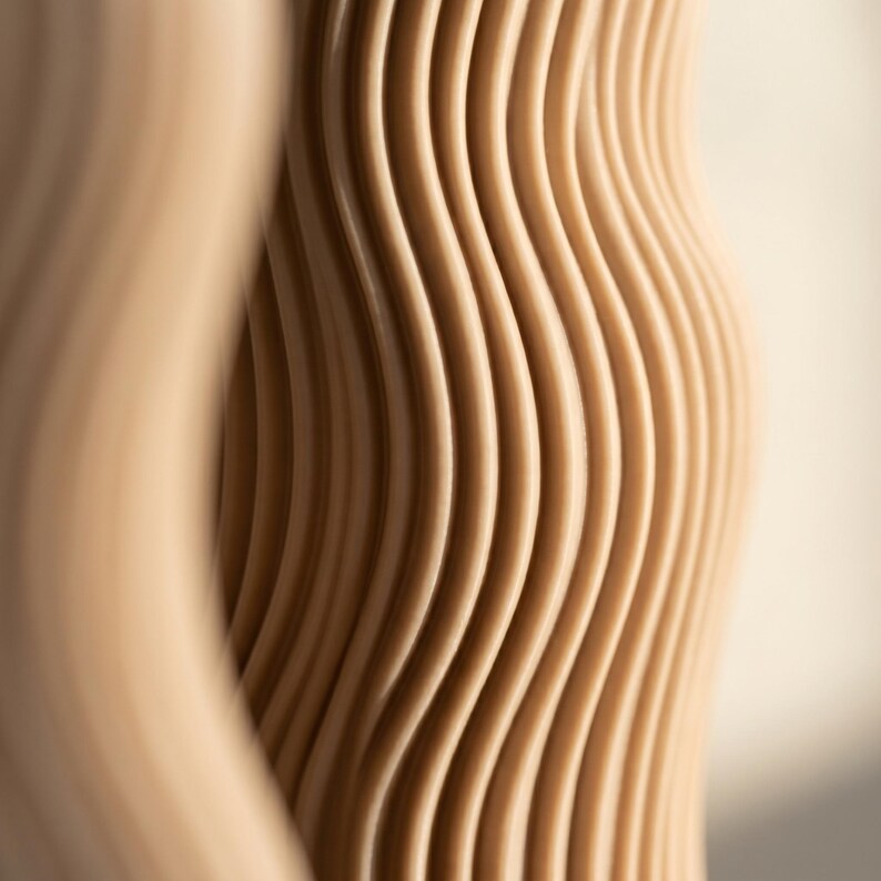 Vase Vague Moderne Texturé Ondulé pour Fleurs Séchées, Fait Main par Impression 3D, 5 Tailles