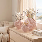 Vase décoratif coquille Saint-Jacques pour fleurs séchées, impression 3D, blanc ivoire